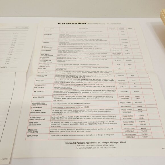 Vtg 1994 KitchenAid Countertop Collection Attachments Accessories Order Form - Picture 4 of 5